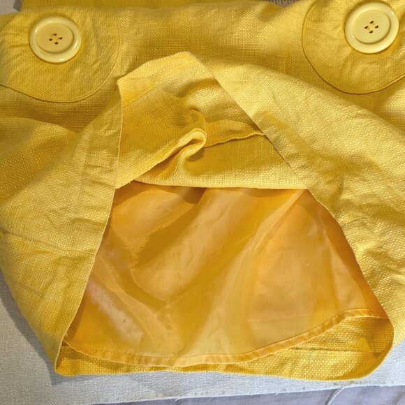 Jessica Howard Yellow Linen Shift Dress 4 Petite Cap Vtg 60s Insp Retro Tweed - Picture 4 of 8
